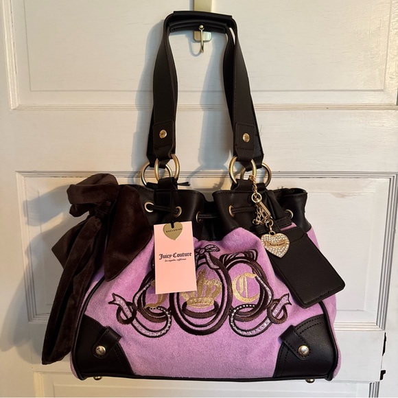 JUICY COUTURE  PURPLE DAYDREAMER JUICY LOVERS CLUB  TOTE BAG PURSE-NWT-Y2K - Picture 1 of 6